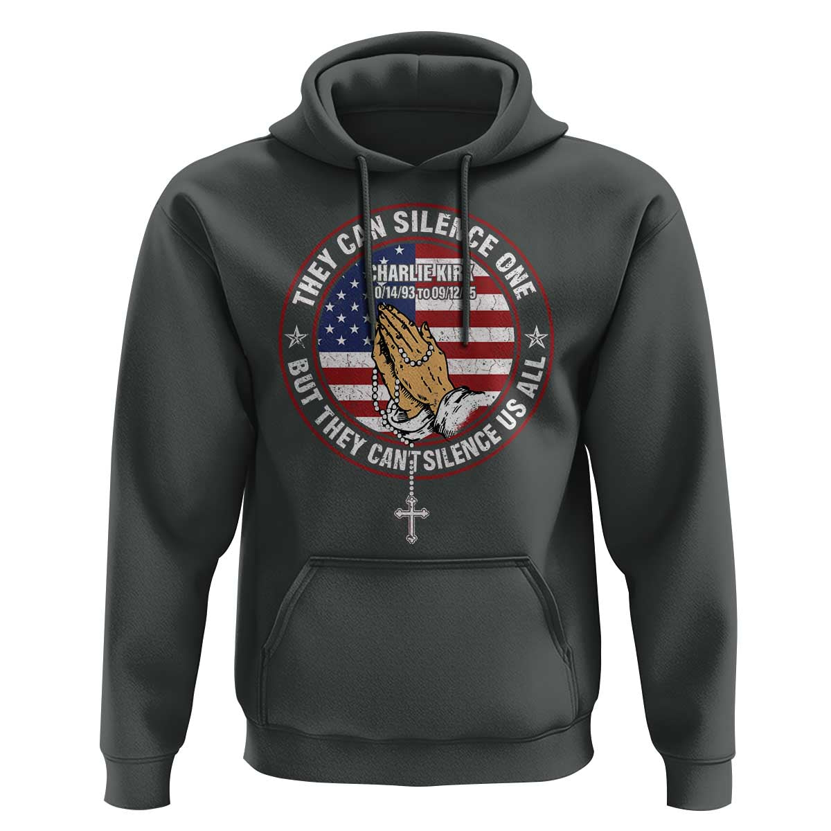 Charlie Kirk Memorial Hoodie Retro American Flag - Wonder Print Shop