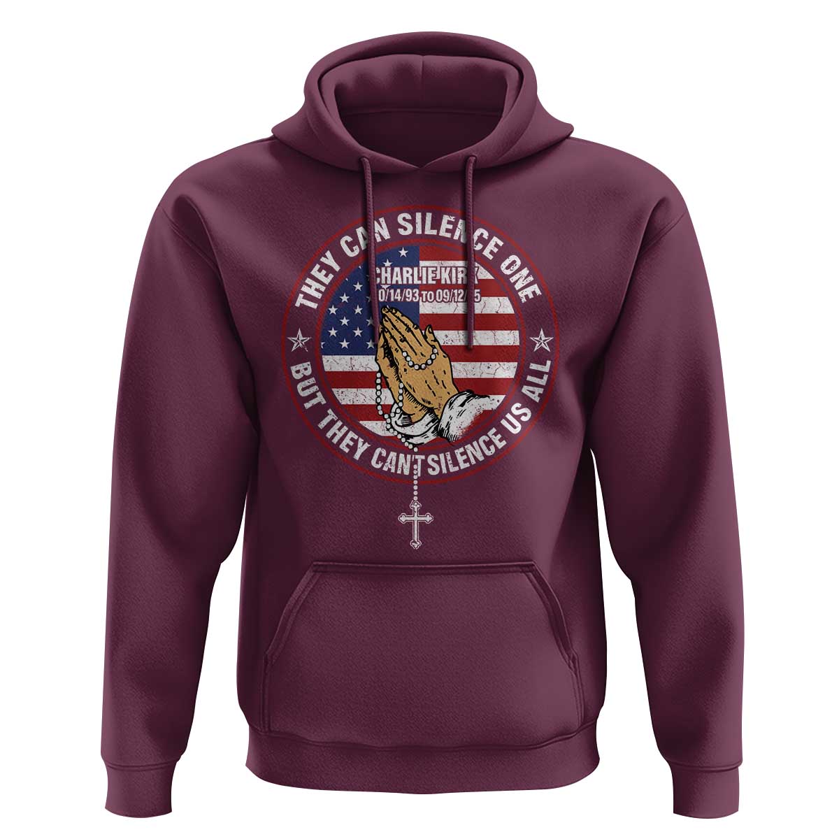 Charlie Kirk Memorial Hoodie Retro American Flag - Wonder Print Shop