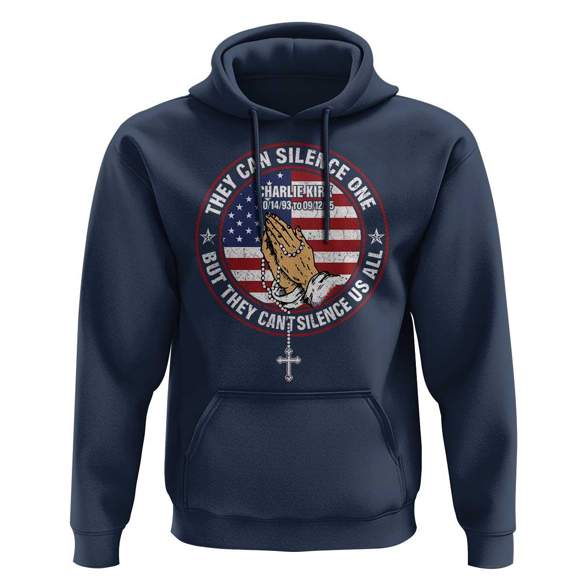 Charlie Kirk Memorial Hoodie Retro American Flag - Wonder Print Shop
