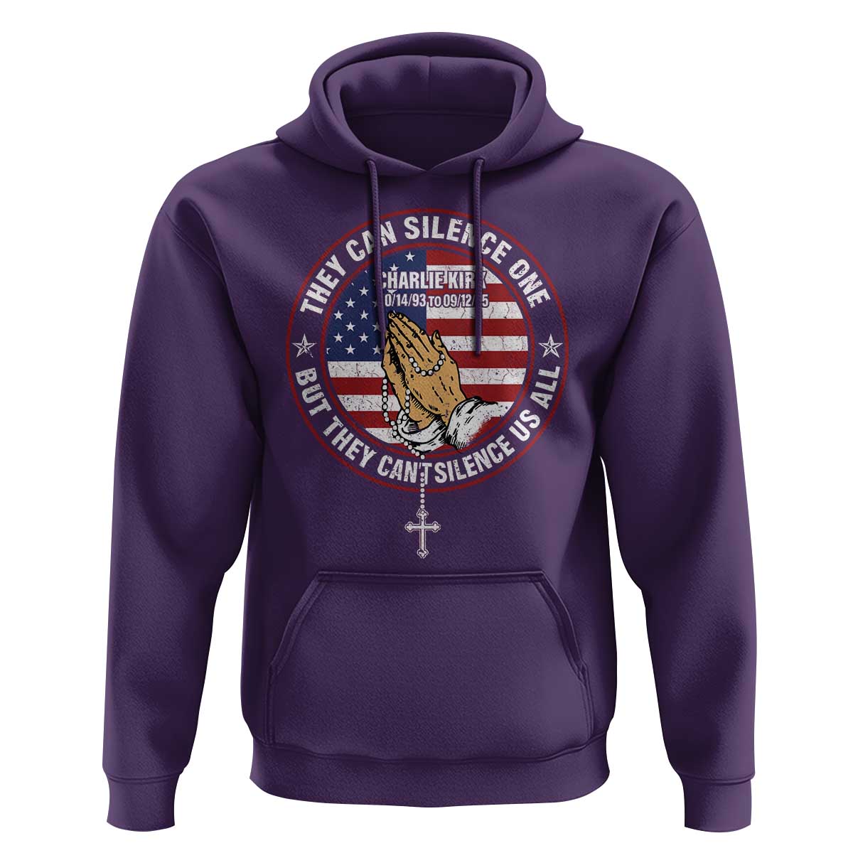 Charlie Kirk Memorial Hoodie Retro American Flag - Wonder Print Shop