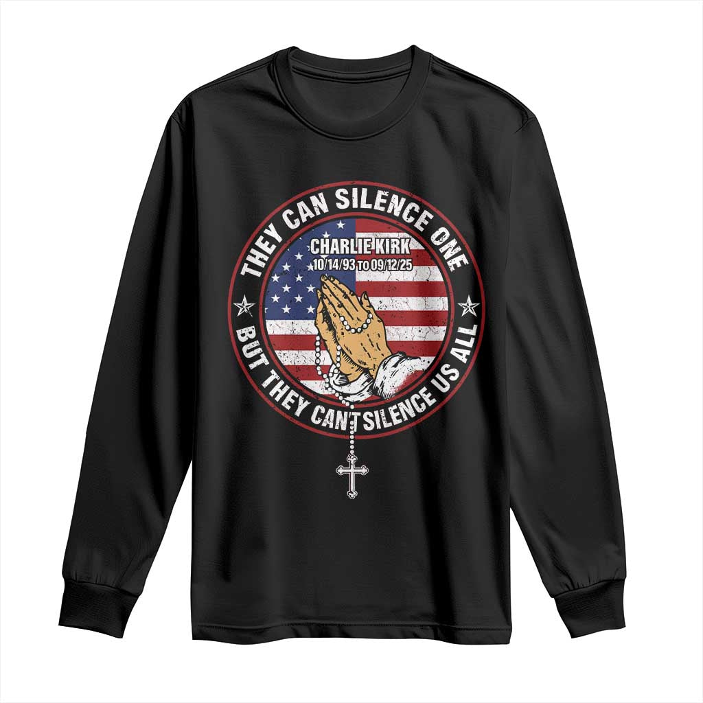 Charlie Kirk Memorial Long Sleeve Shirt Retro American Flag - Wonder Print Shop