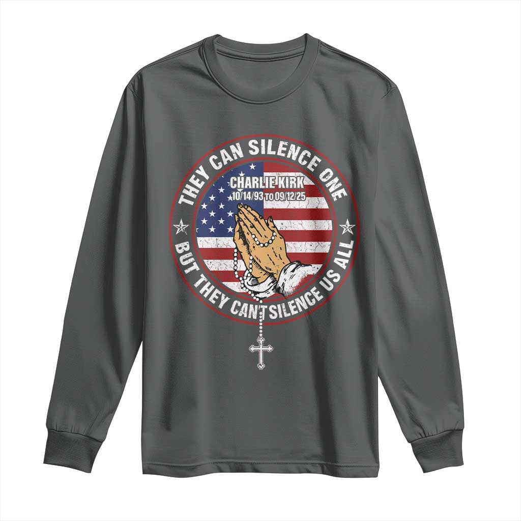 Charlie Kirk Memorial Long Sleeve Shirt Retro American Flag - Wonder Print Shop