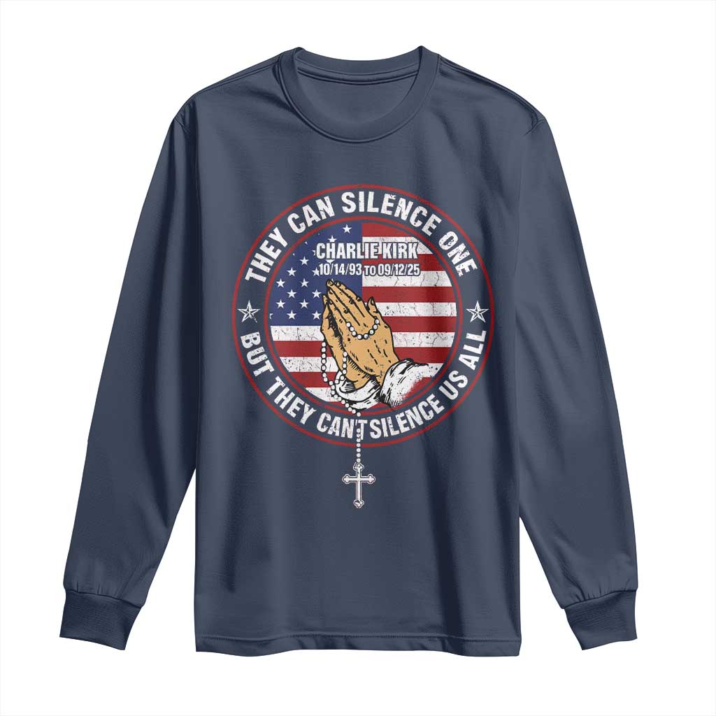 Charlie Kirk Memorial Long Sleeve Shirt Retro American Flag - Wonder Print Shop