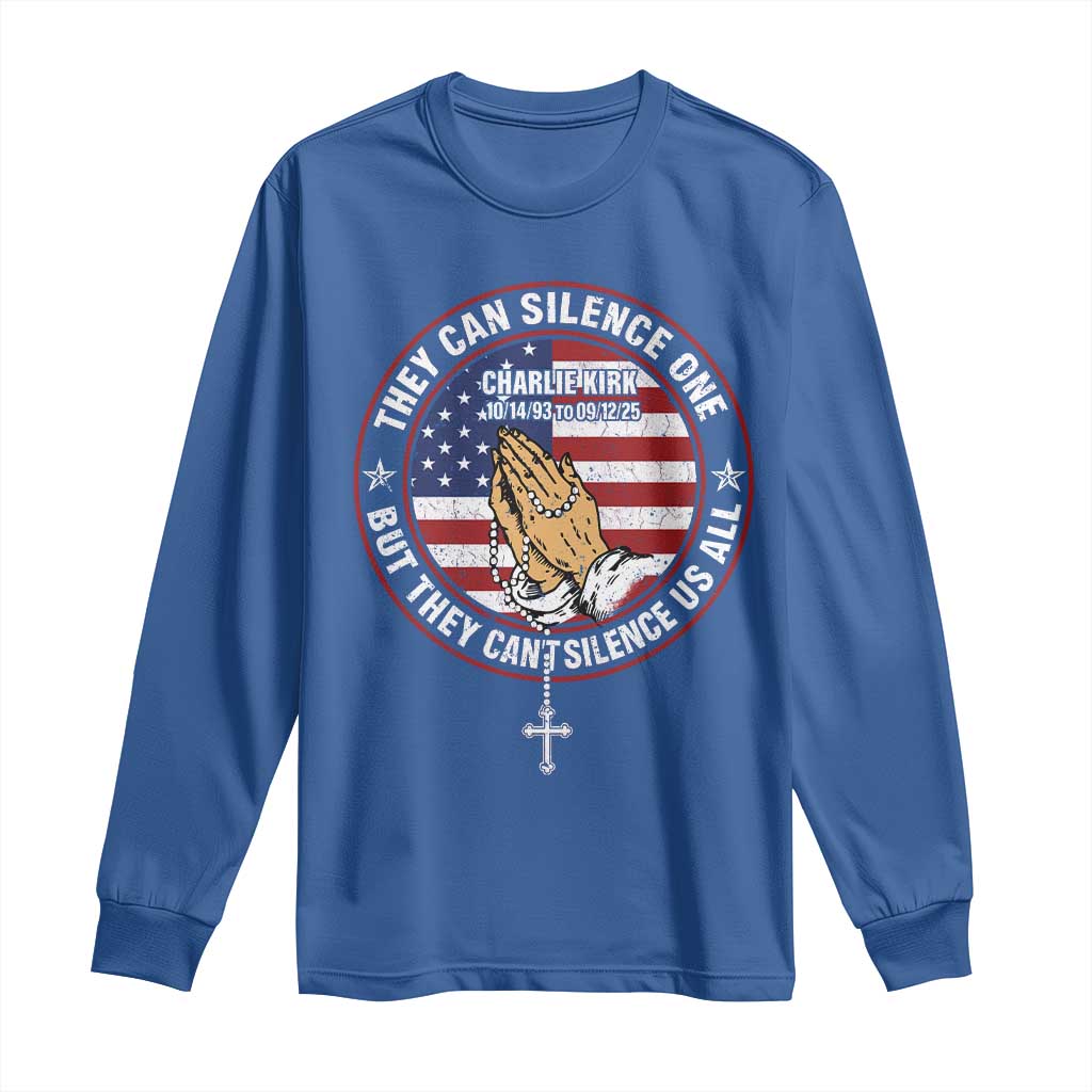 Charlie Kirk Memorial Long Sleeve Shirt Retro American Flag - Wonder Print Shop