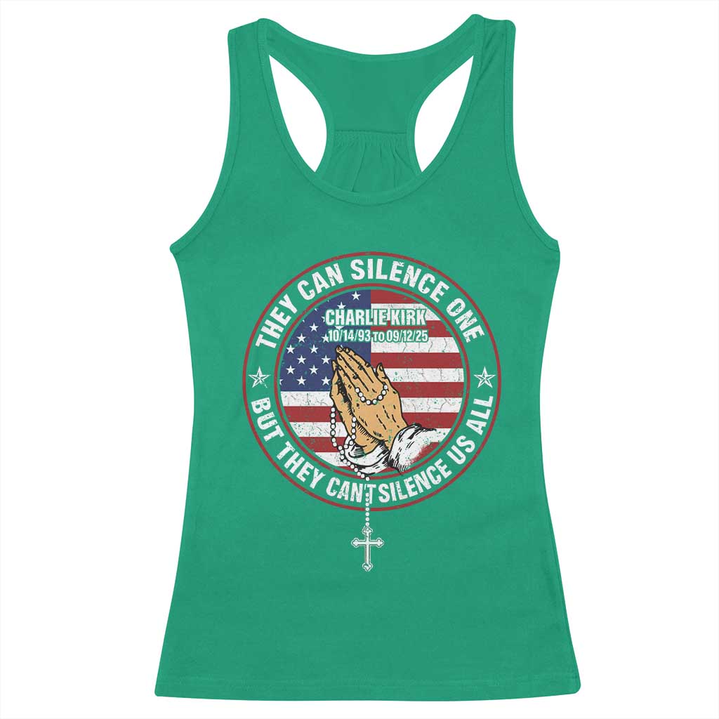 Charlie Kirk Memorial Racerback Tank Top Retro American Flag - Wonder Print Shop