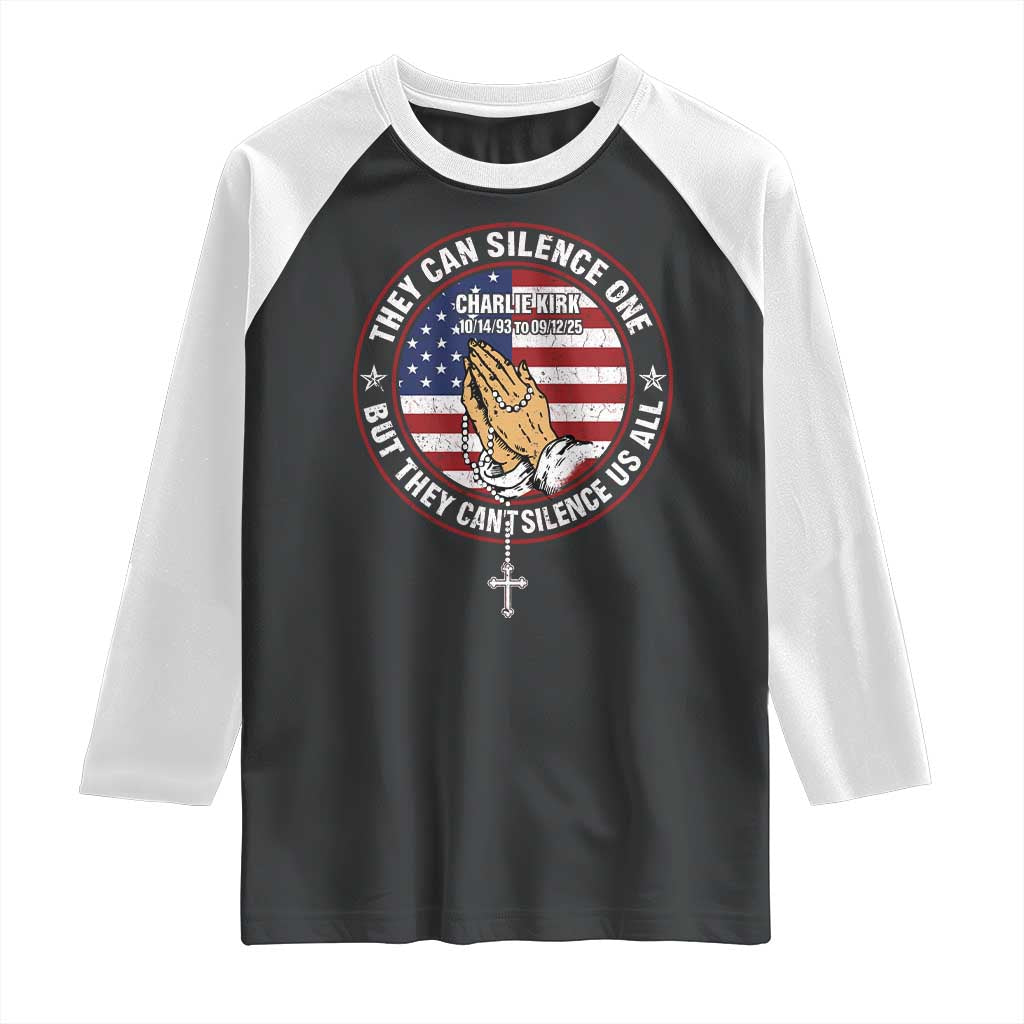 Charlie Kirk Memorial Raglan Shirt Retro American Flag - Wonder Print Shop