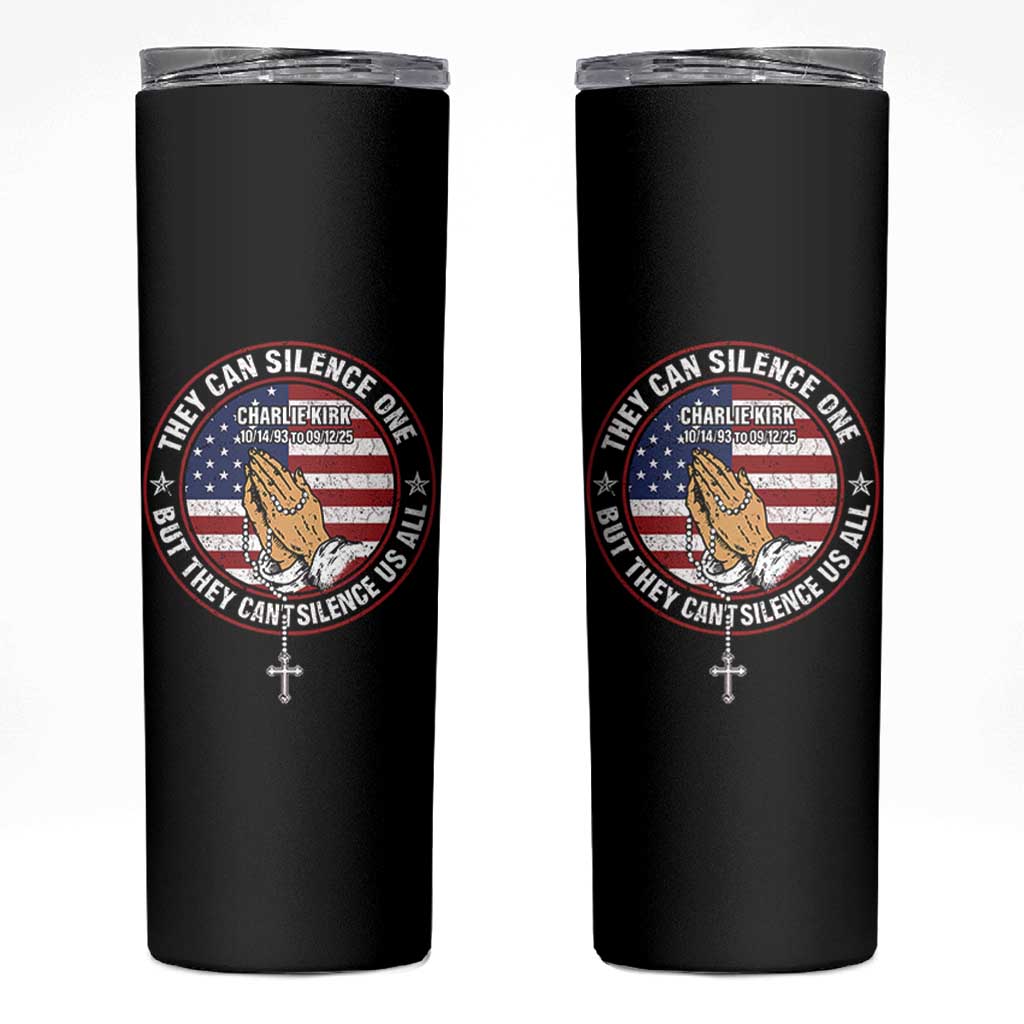 Charlie Kirk Memorial Skinny Tumbler Retro American Flag - Wonder Print Shop