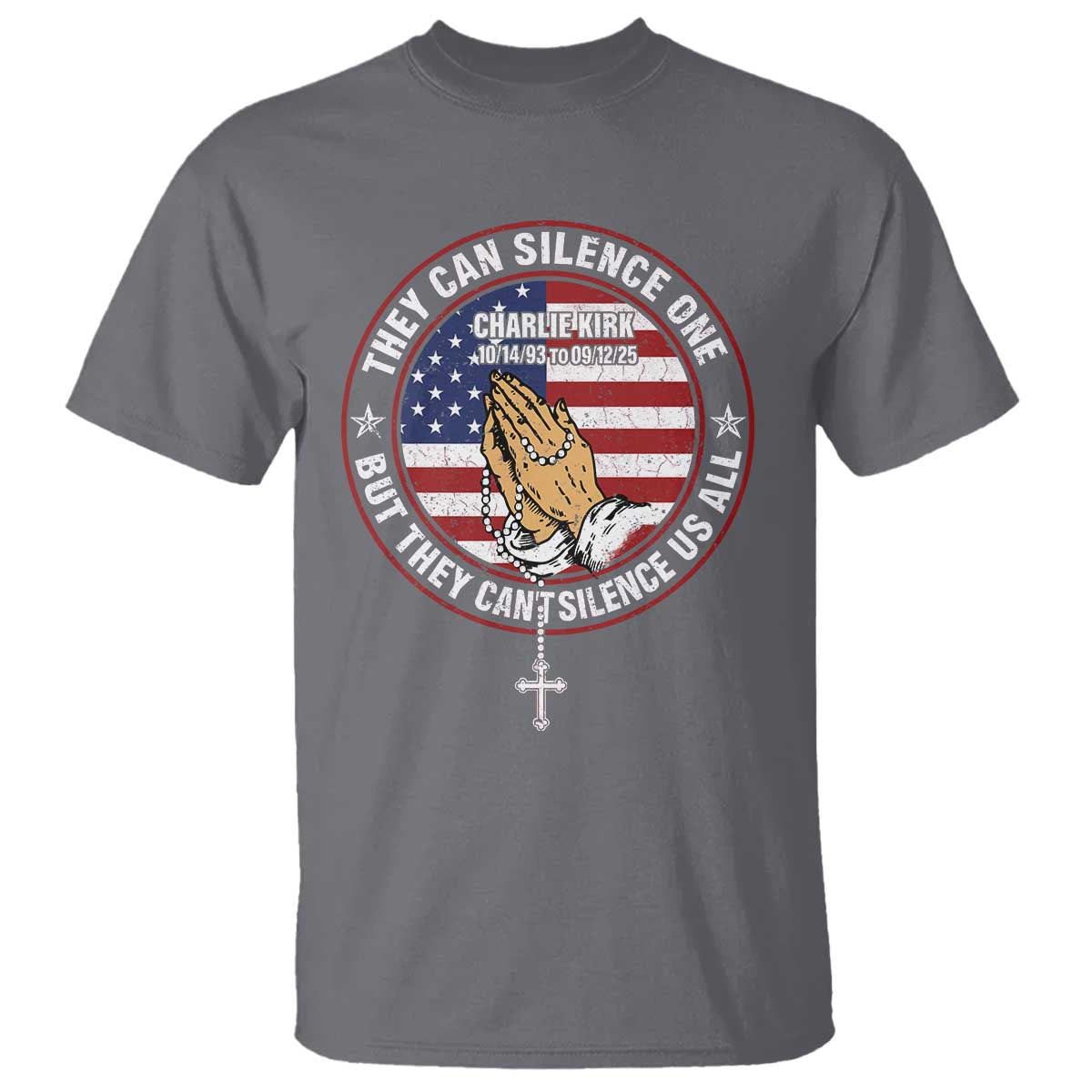 Charlie Kirk Memorial T Shirt Retro American Flag - Wonder Print Shop
