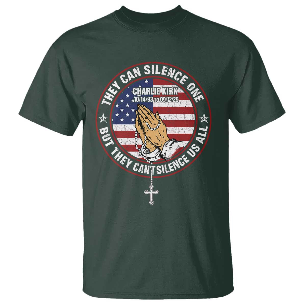Charlie Kirk Memorial T Shirt Retro American Flag - Wonder Print Shop