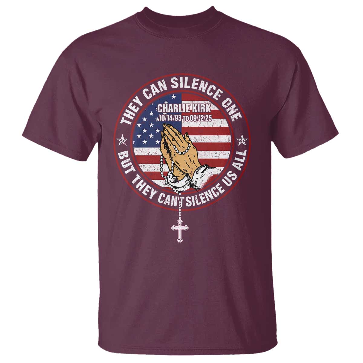 Charlie Kirk Memorial T Shirt Retro American Flag - Wonder Print Shop
