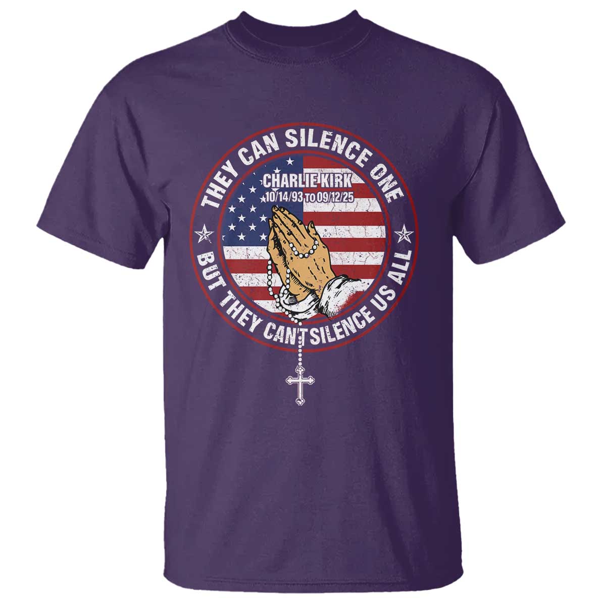 Charlie Kirk Memorial T Shirt Retro American Flag - Wonder Print Shop