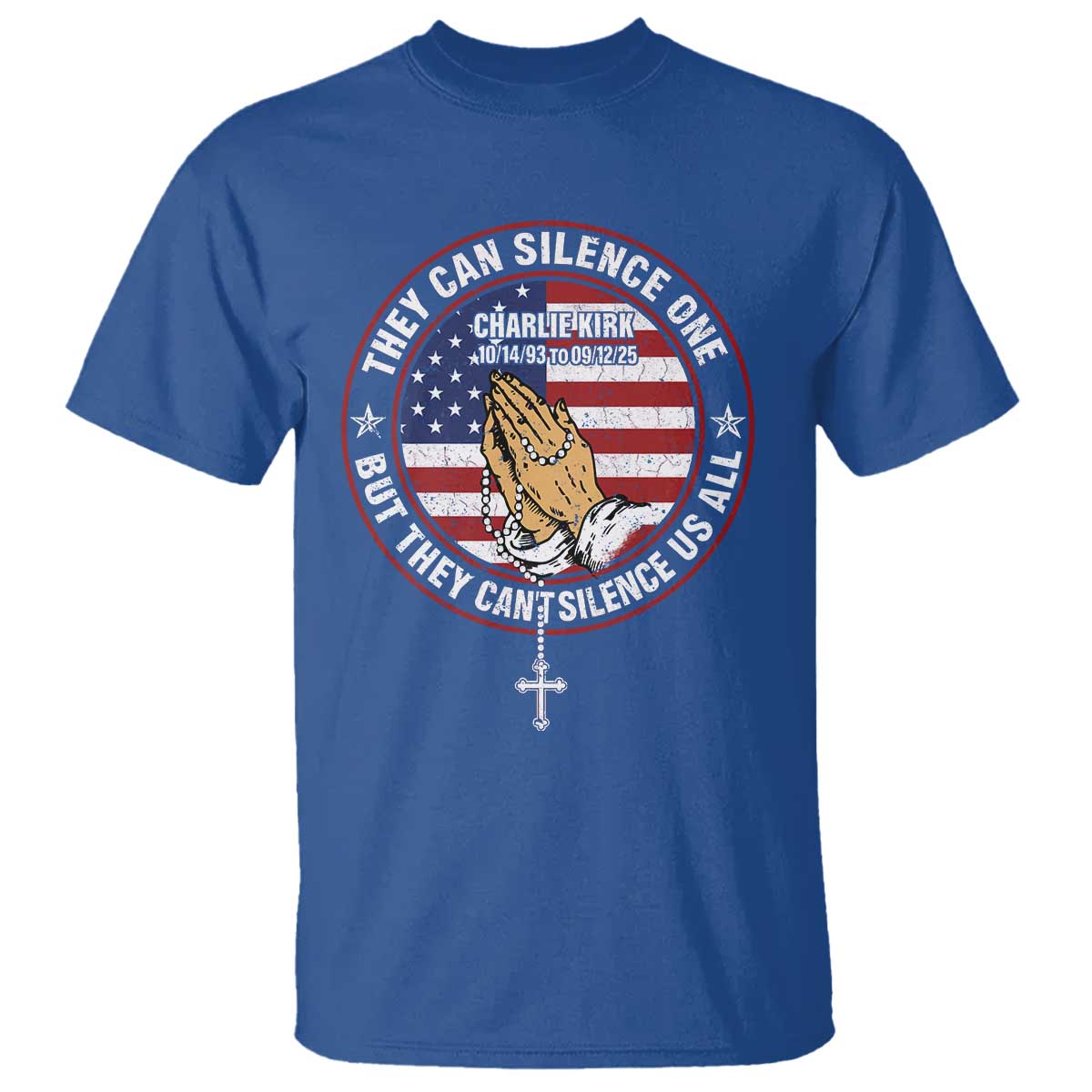 Charlie Kirk Memorial T Shirt Retro American Flag - Wonder Print Shop