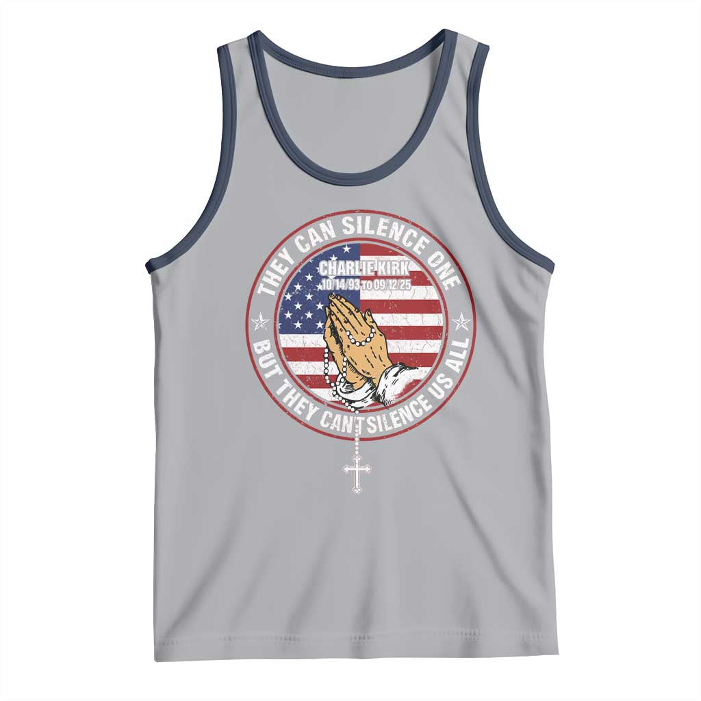 Charlie Kirk Memorial Tank Top Retro American Flag - Wonder Print Shop