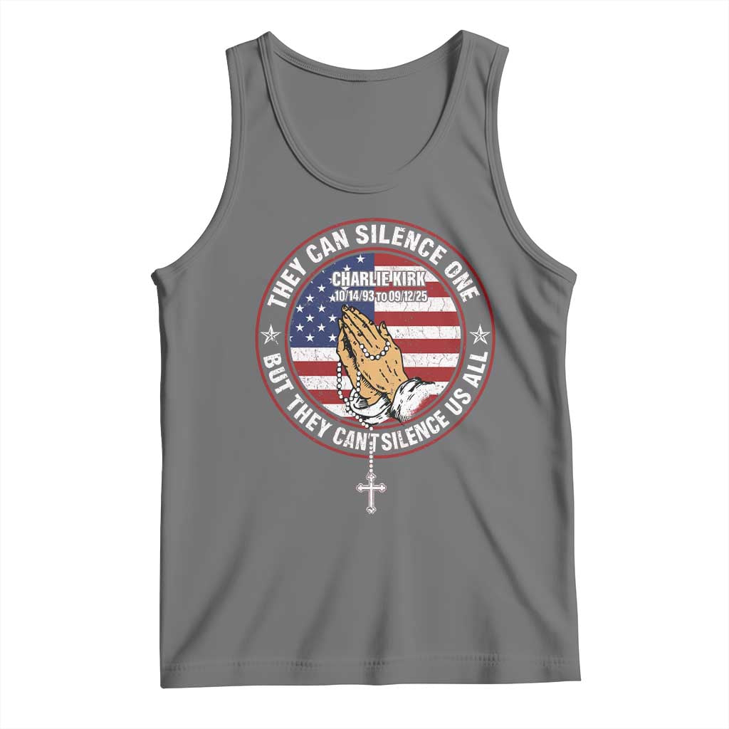Charlie Kirk Memorial Tank Top Retro American Flag - Wonder Print Shop