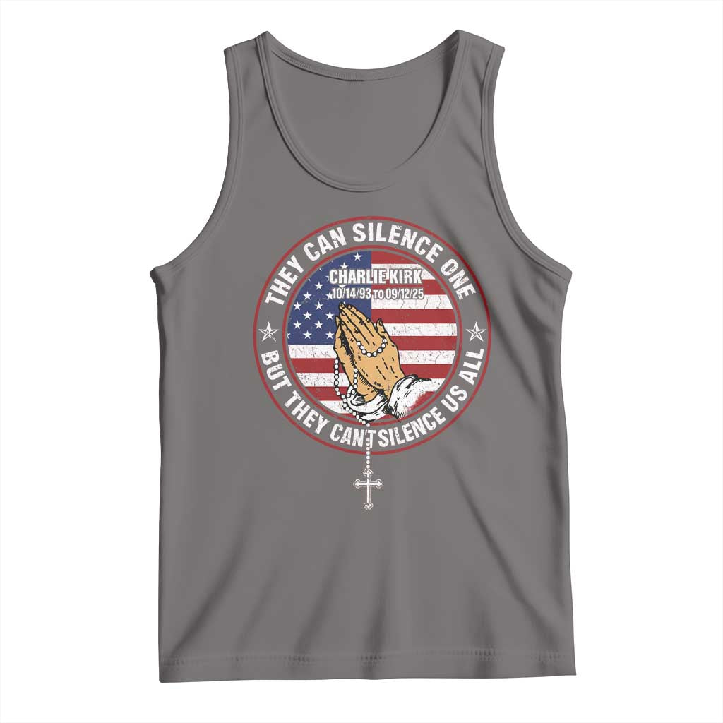 Charlie Kirk Memorial Tank Top Retro American Flag - Wonder Print Shop