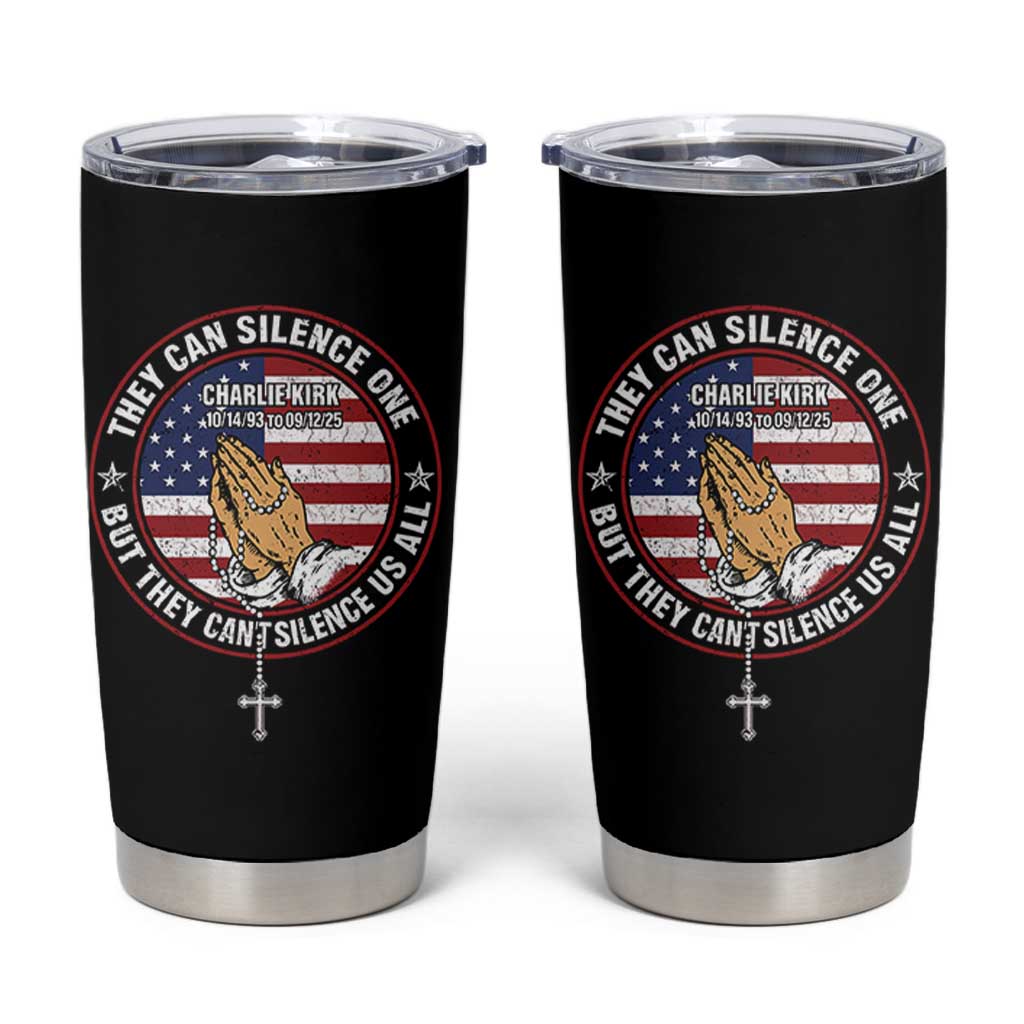 Charlie Kirk Memorial Tumbler Cup Retro American Flag - Wonder Print Shop