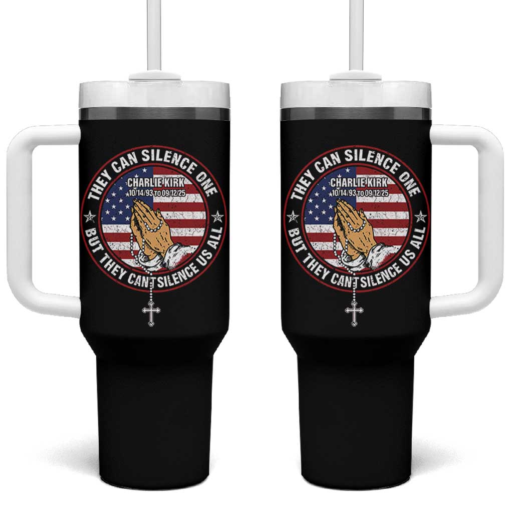 Charlie Kirk Memorial Tumbler With Handle Retro American Flag - Wonder Print Shop