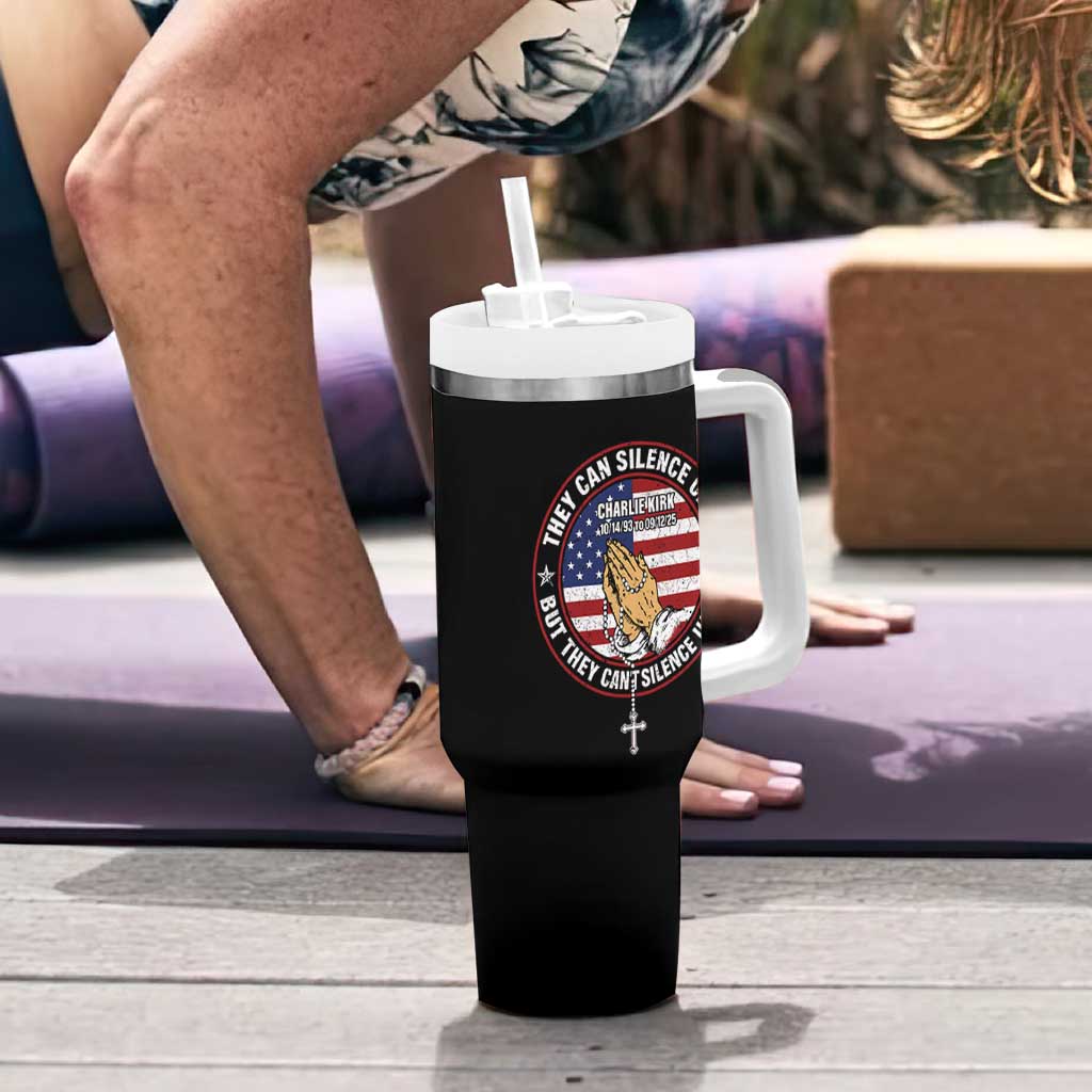 Charlie Kirk Memorial Tumbler With Handle Retro American Flag - Wonder Print Shop