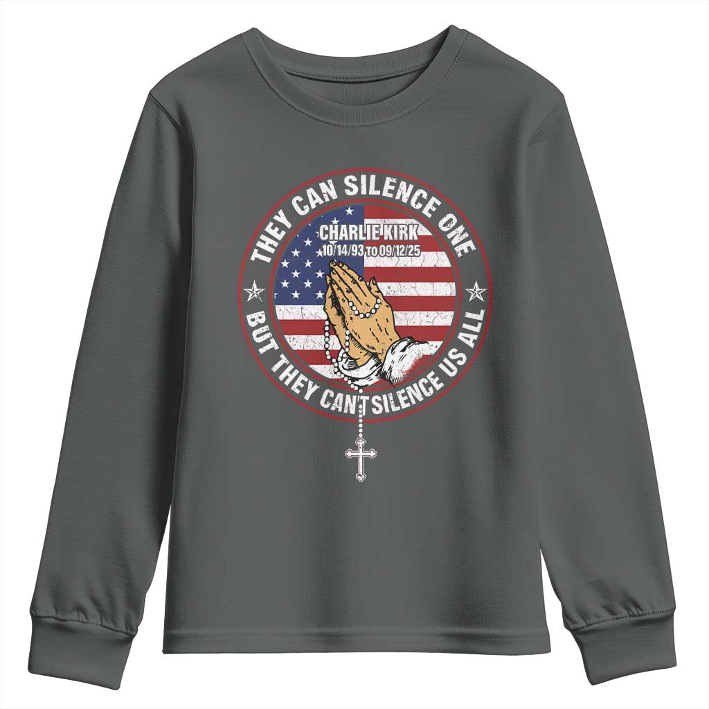 Charlie Kirk Memorial Youth Sweatshirt Retro American Flag - Wonder Print Shop