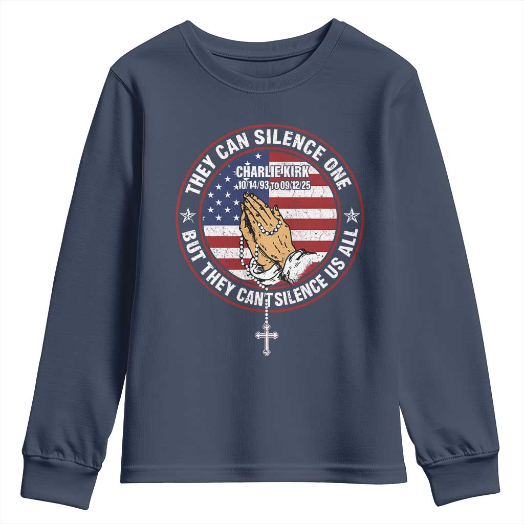 Charlie Kirk Memorial Youth Sweatshirt Retro American Flag - Wonder Print Shop