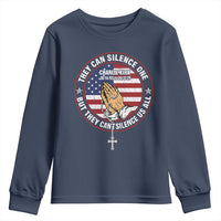 Charlie Kirk Memorial Youth Sweatshirt Retro American Flag - Wonder Print Shop