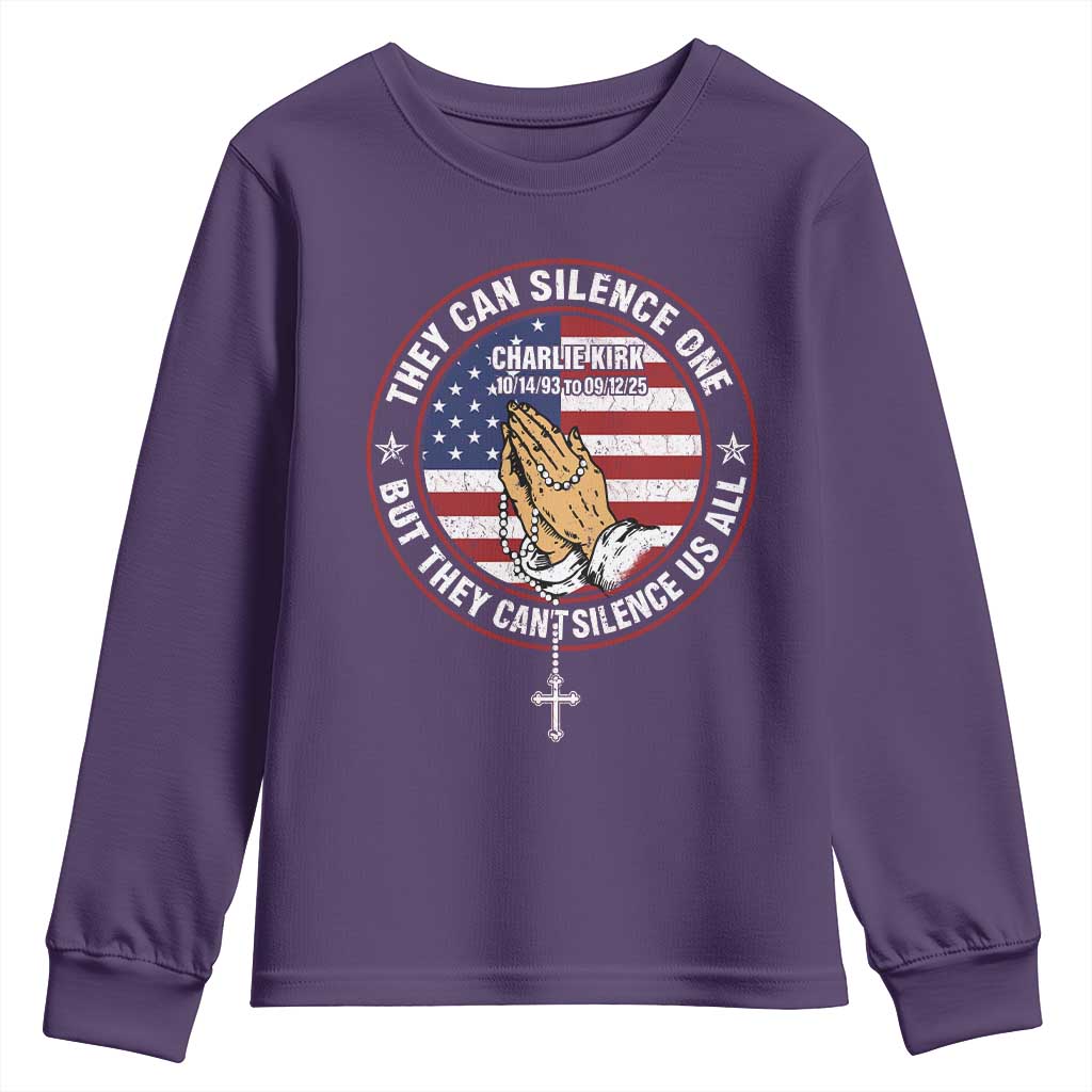 Charlie Kirk Memorial Youth Sweatshirt Retro American Flag - Wonder Print Shop