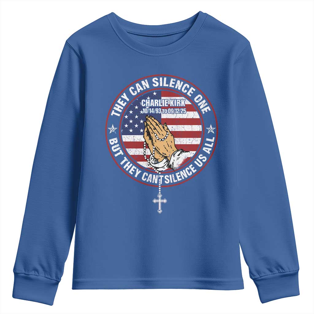 Charlie Kirk Memorial Youth Sweatshirt Retro American Flag - Wonder Print Shop