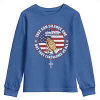 Charlie Kirk Memorial Youth Sweatshirt Retro American Flag - Wonder Print Shop