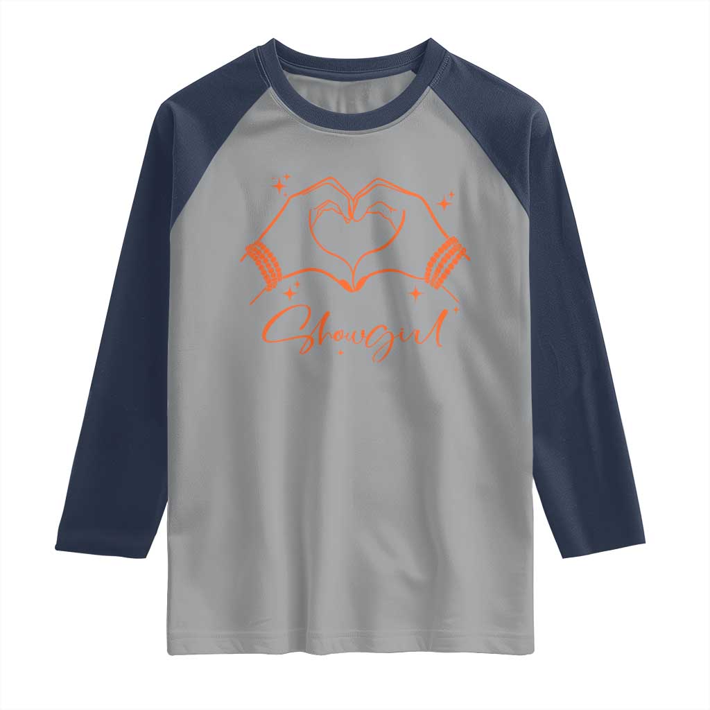 Heart Hands Showgirl Raglan Shirt Girl Vintage 70's 80's Trendy Apparel - Wonder Print Shop