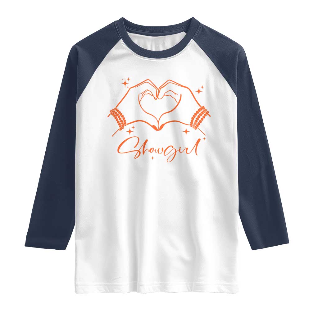 Heart Hands Showgirl Raglan Shirt Girl Vintage 70's 80's Trendy Apparel - Wonder Print Shop