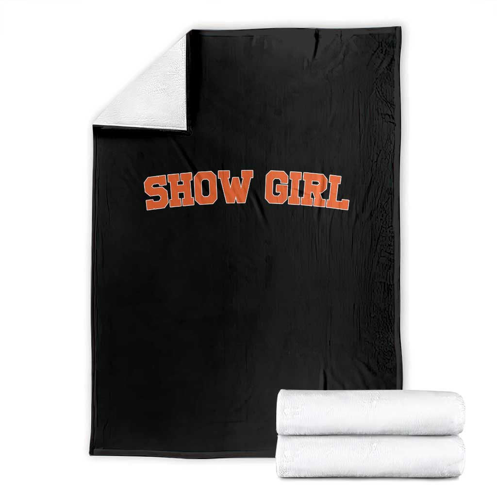 Showgirl Throw Blanket Retro Vintage Varsity Sports Orange Text - Wonder Print Shop