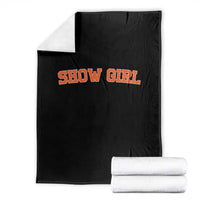 Showgirl Throw Blanket Retro Vintage Varsity Sports Orange Text - Wonder Print Shop