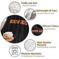 Showgirl Throw Blanket Retro Vintage Varsity Sports Orange Text - Wonder Print Shop