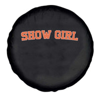 Showgirl Spare Tire Cover Retro Vintage Varsity Sports Orange Text - Wonder Print Shop