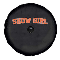 Showgirl Spare Tire Cover Retro Vintage Varsity Sports Orange Text - Wonder Print Shop