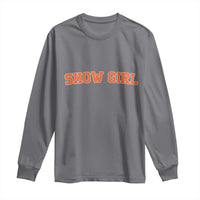 Showgirl Long Sleeve Shirt Retro Vintage Varsity Sports Orange Text - Wonder Print Shop