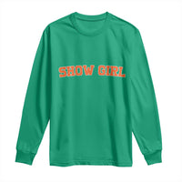 Showgirl Long Sleeve Shirt Retro Vintage Varsity Sports Orange Text - Wonder Print Shop