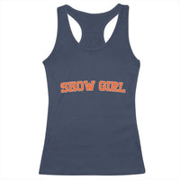 Showgirl Racerback Tank Top Retro Vintage Varsity Sports Orange Text - Wonder Print Shop