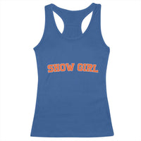 Showgirl Racerback Tank Top Retro Vintage Varsity Sports Orange Text - Wonder Print Shop