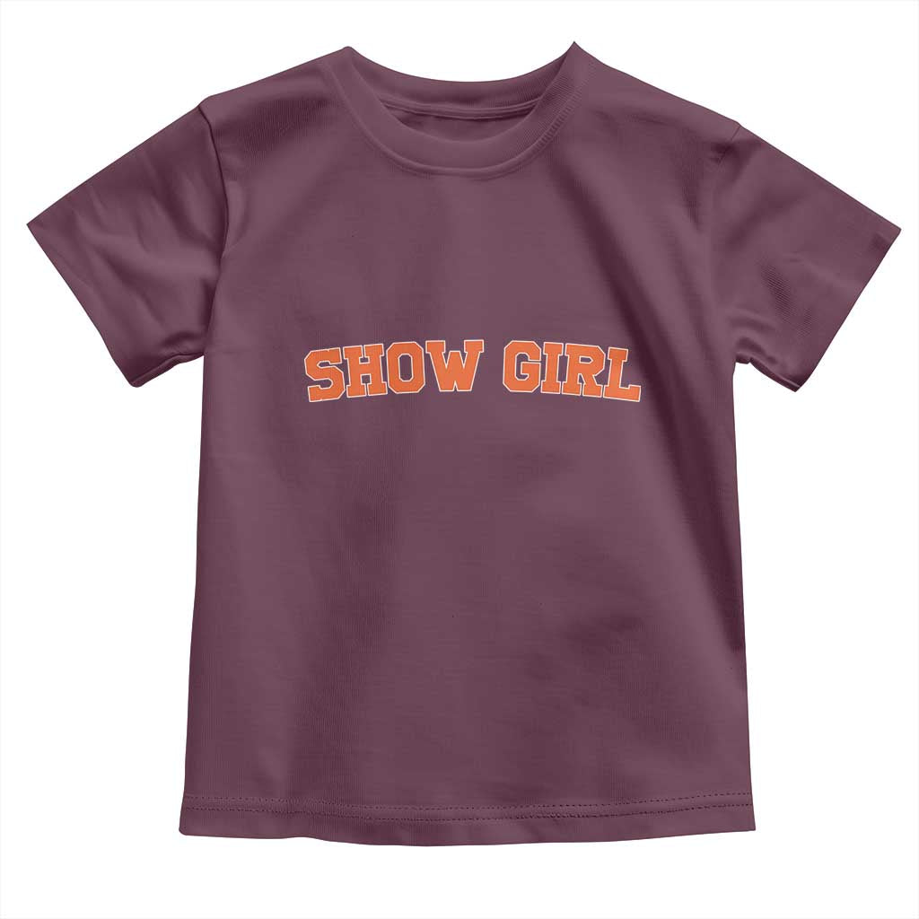 Showgirl Toddler T Shirt Retro Vintage Varsity Sports Orange Text - Wonder Print Shop