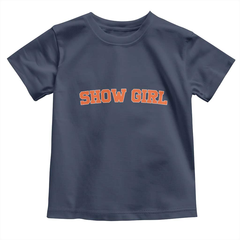Showgirl Toddler T Shirt Retro Vintage Varsity Sports Orange Text - Wonder Print Shop