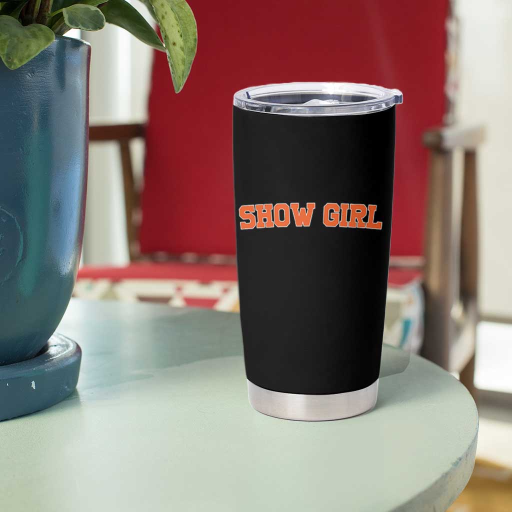 Showgirl Tumbler Cup Retro Vintage Varsity Sports Orange Text - Wonder Print Shop