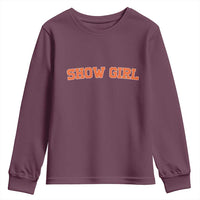 Showgirl Youth Sweatshirt Retro Vintage Varsity Sports Orange Text - Wonder Print Shop