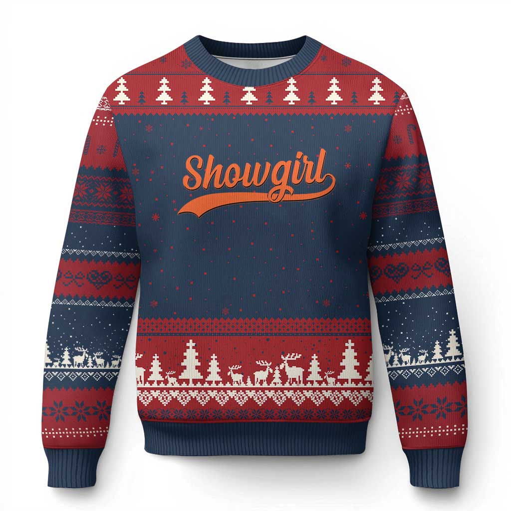 Showgirl Ugly Christmas Sweater Varsity Script Vintage Sports Jersey Style - Wonder Print Shop