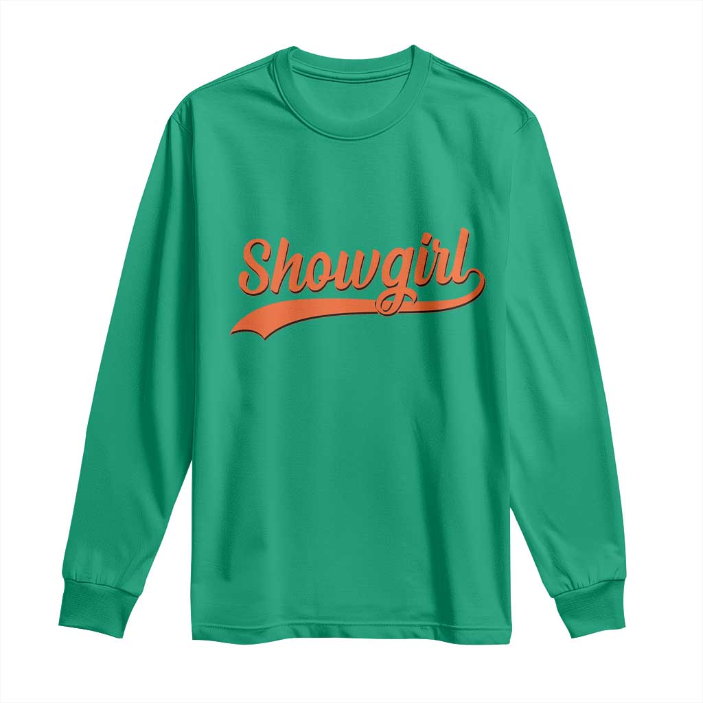 Showgirl Long Sleeve Shirt Varsity Script Vintage Sports Jersey Style - Wonder Print Shop
