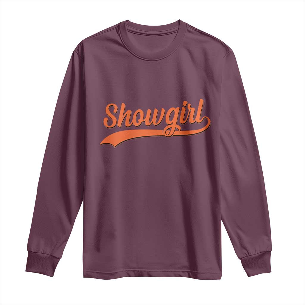 Showgirl Long Sleeve Shirt Varsity Script Vintage Sports Jersey Style - Wonder Print Shop