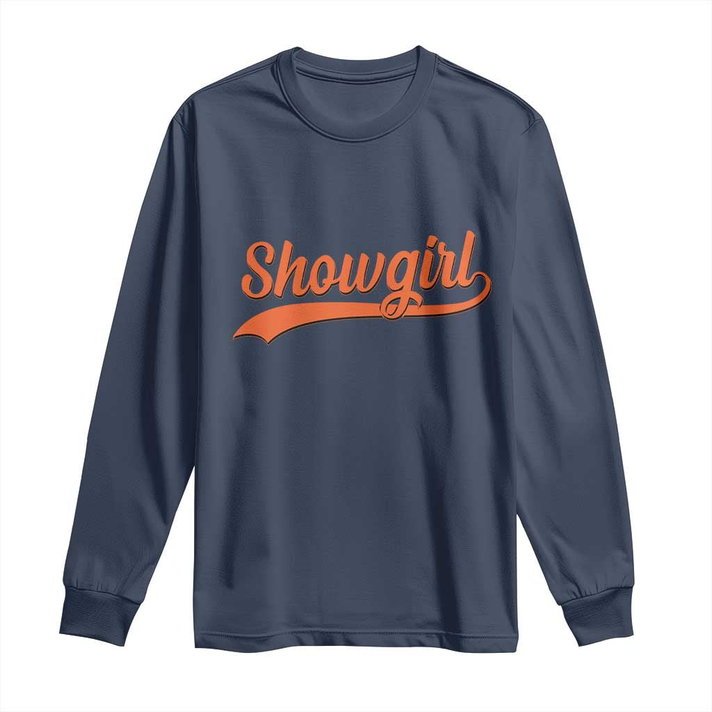 Showgirl Long Sleeve Shirt Varsity Script Vintage Sports Jersey Style - Wonder Print Shop
