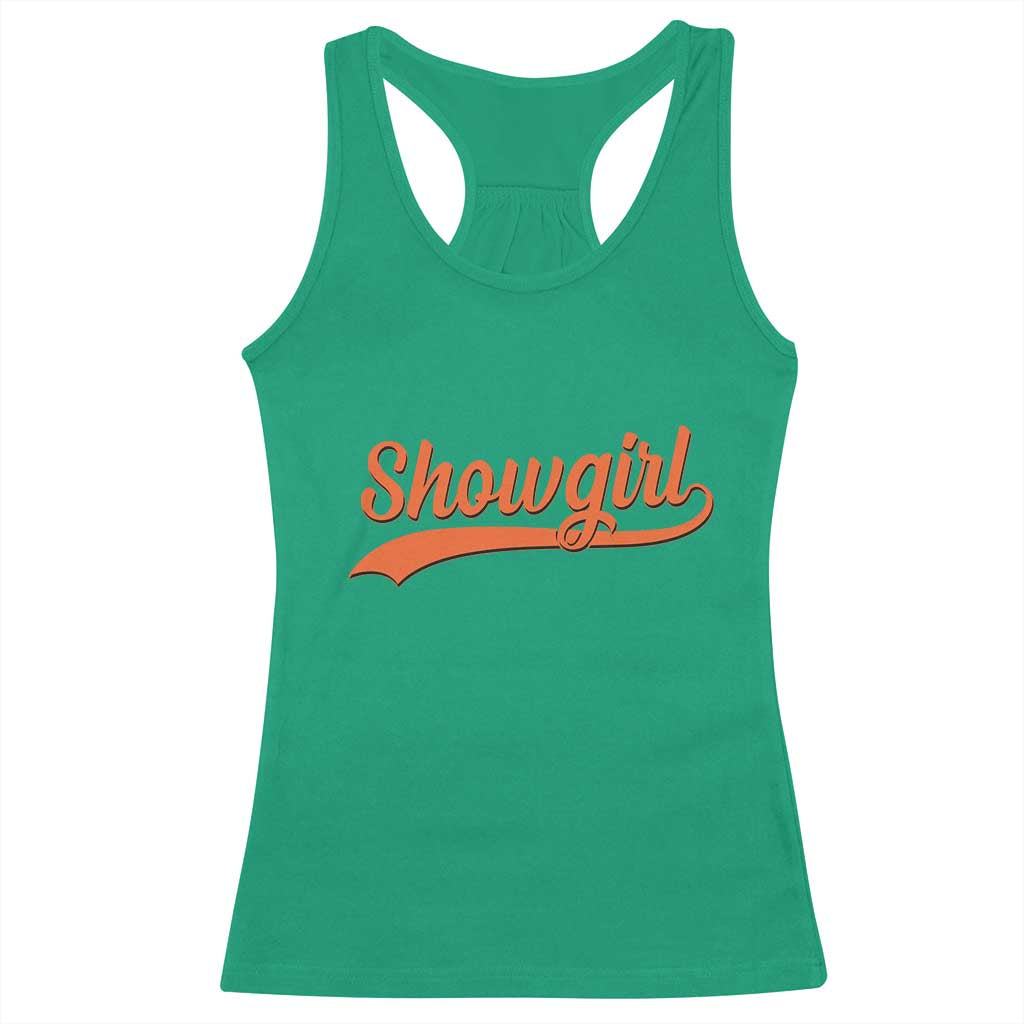 Showgirl Racerback Tank Top Varsity Script Vintage Sports Jersey Style - Wonder Print Shop