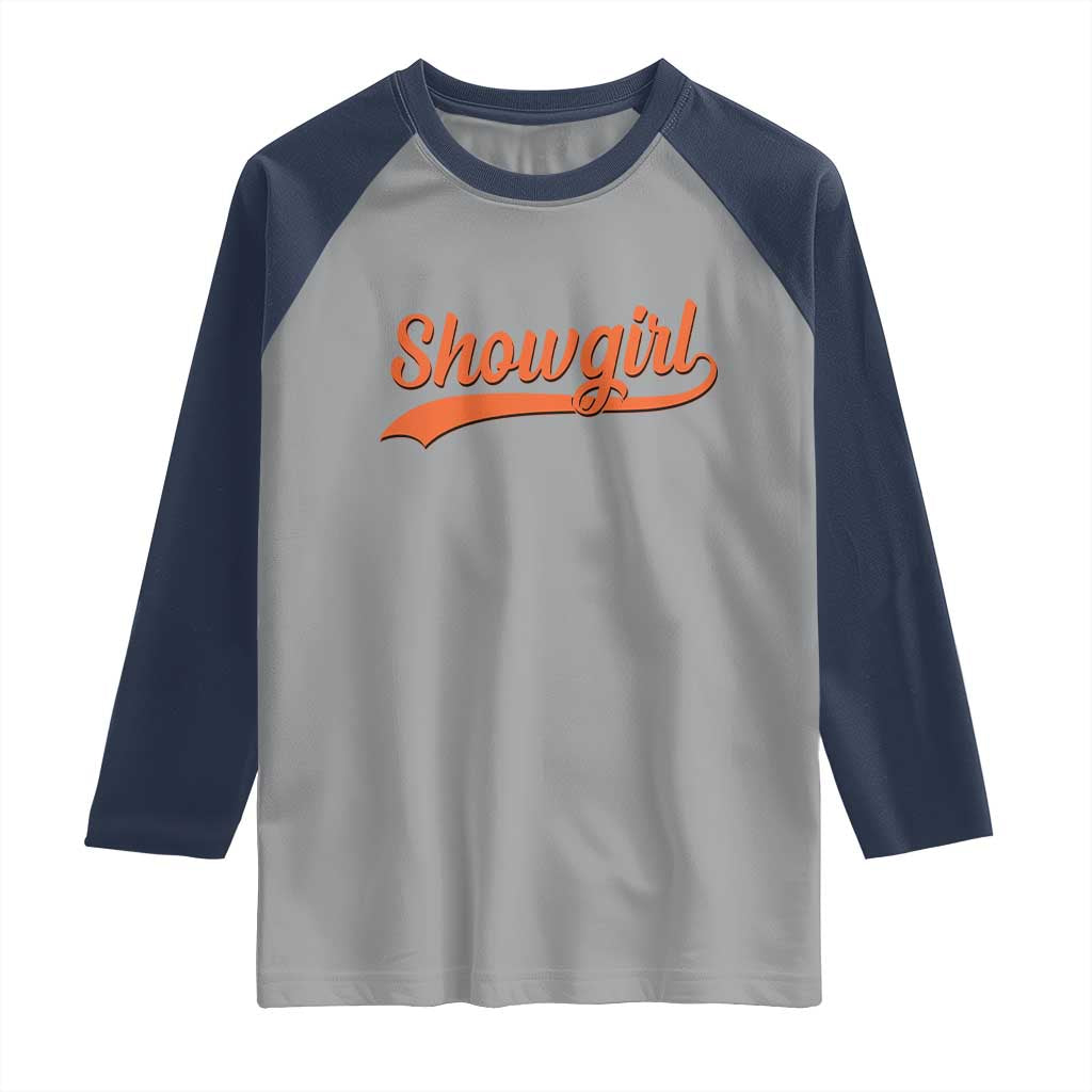 Showgirl Raglan Shirt Varsity Script Vintage Sports Jersey Style - Wonder Print Shop