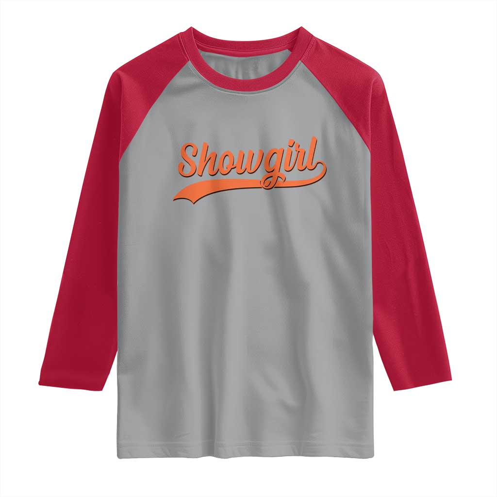 Showgirl Raglan Shirt Varsity Script Vintage Sports Jersey Style - Wonder Print Shop
